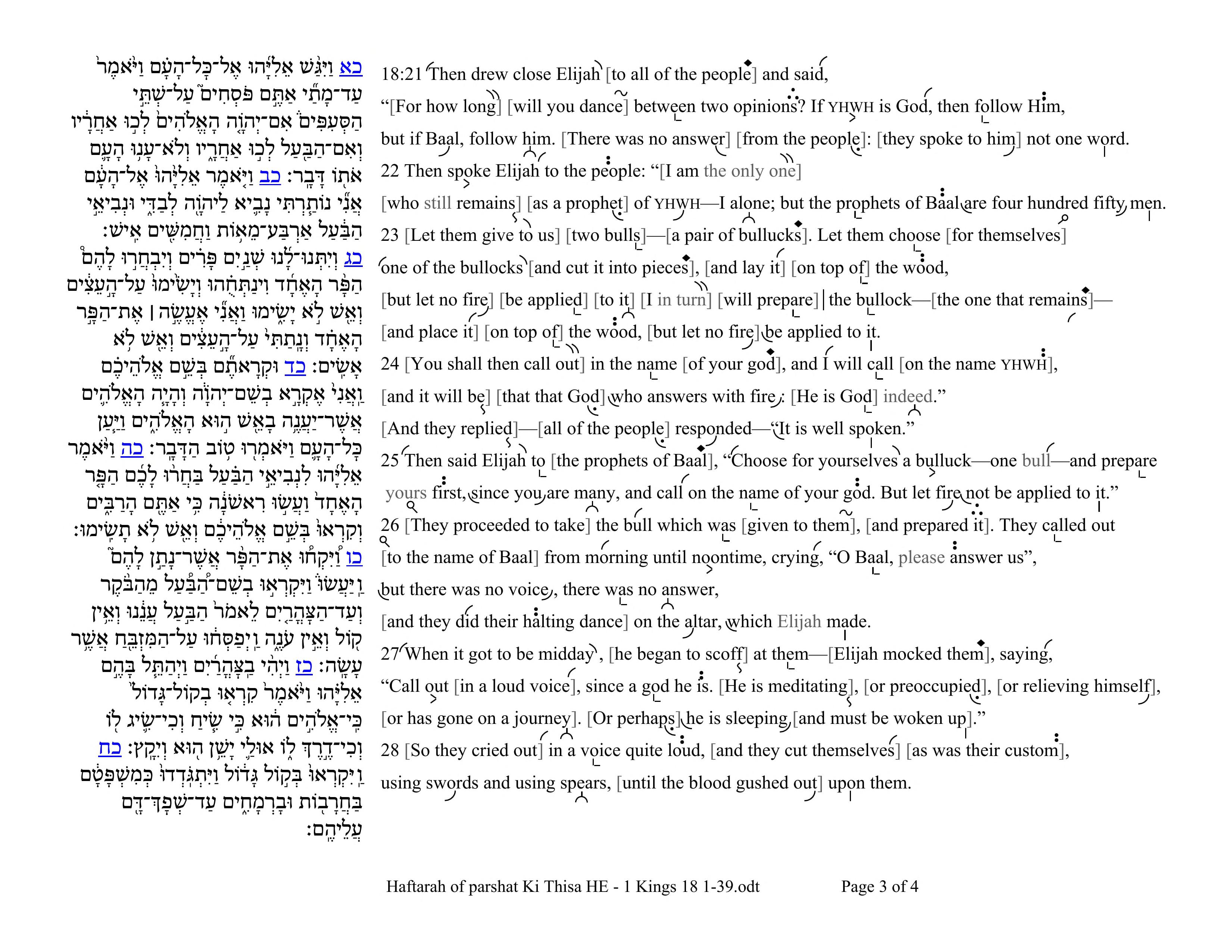 💬 Haftarah Reading for Parashat Ki Tissa (1 Kings 18:1-39